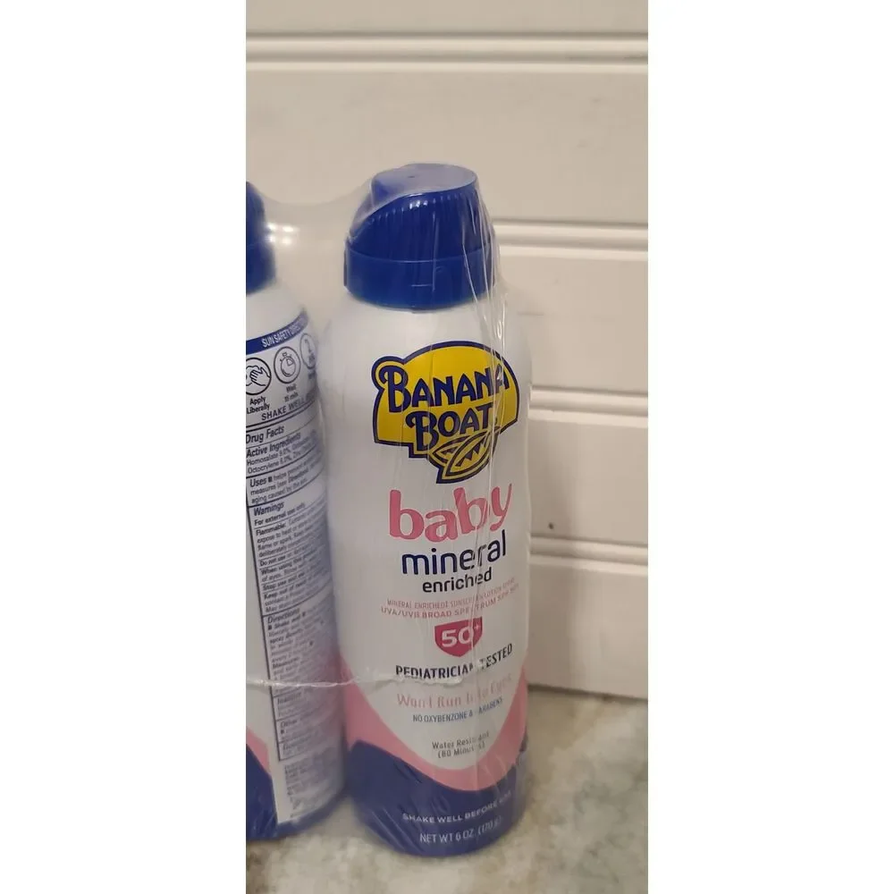 Banana Boat Baby Mineral Enriched Sunscreen Spray SPF 50 Lot of 3
